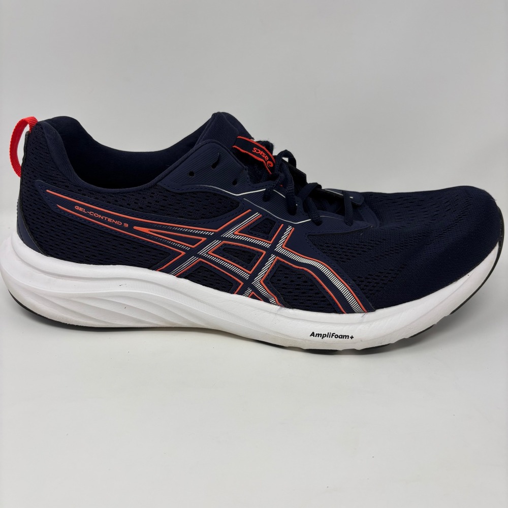ASICS Gel-Contend 9 Mens Size 14 Navy Blue Red White Running Shoes (1011B881)